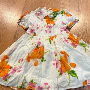 Morley White Dress with Bright Orange & Pink Floral Print